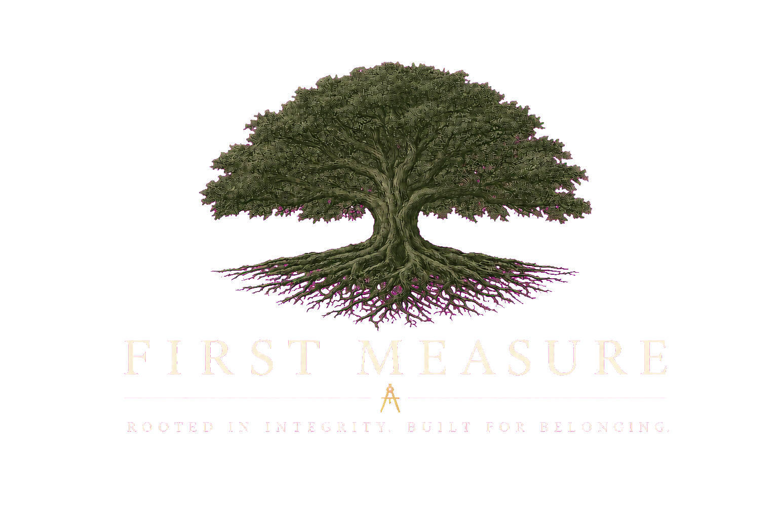 First Measure wordmark with the tagline Rooted in integrity. Built for belonging.