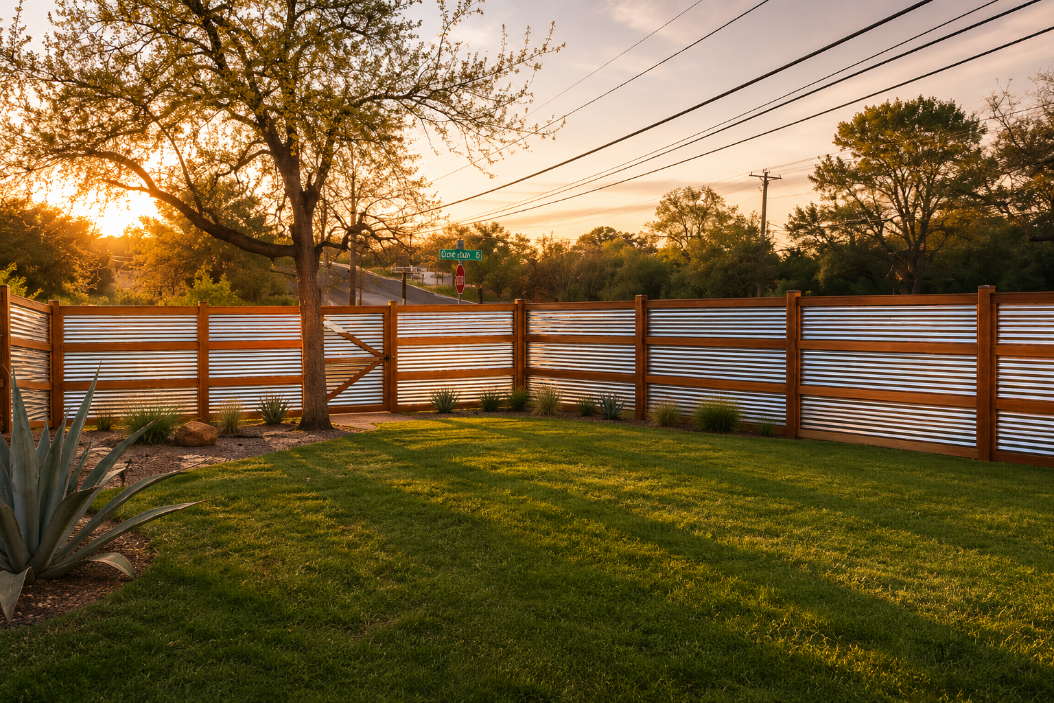 Fence defining a residential yard