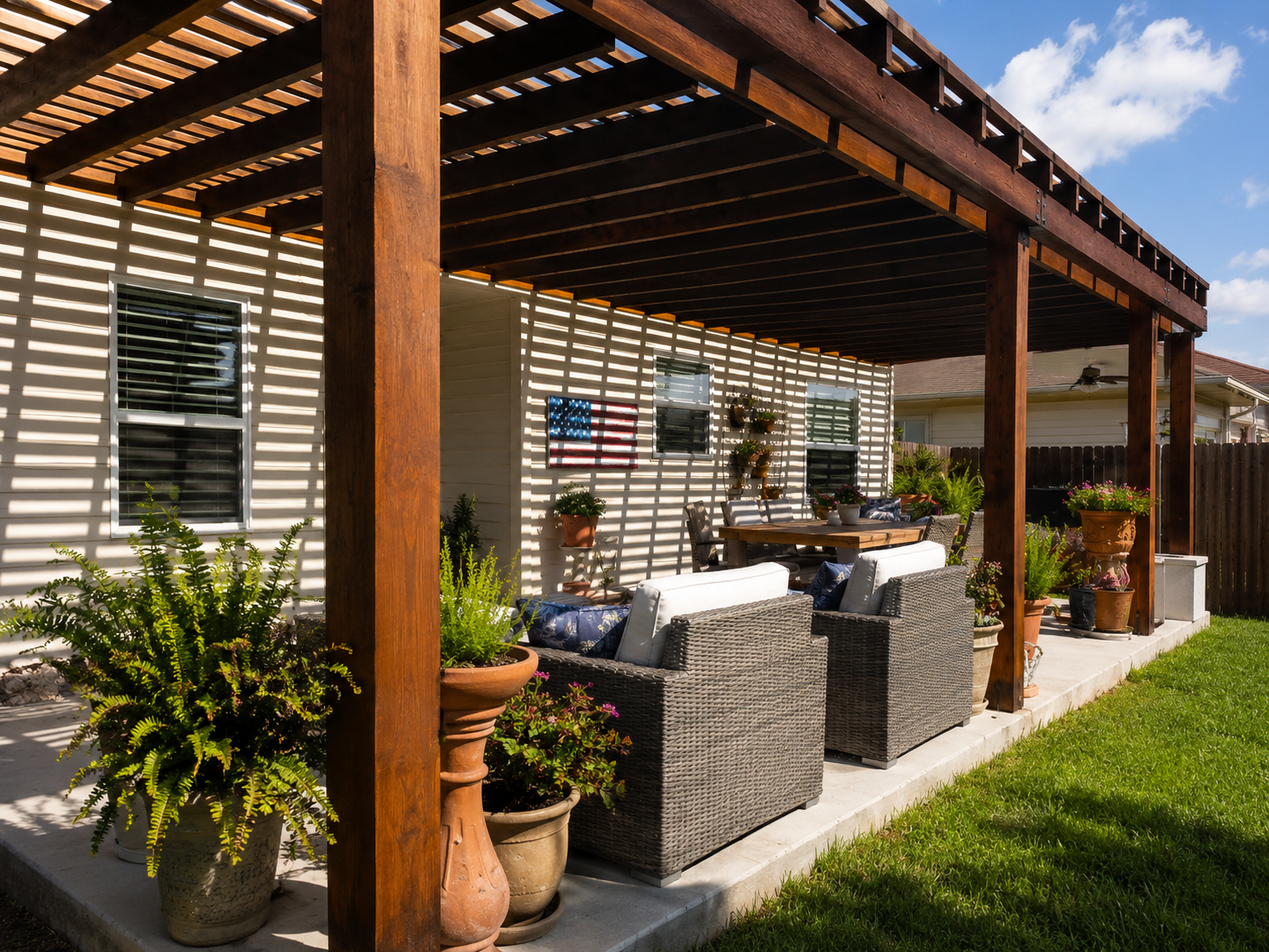 Pergola outdoor space in daylight