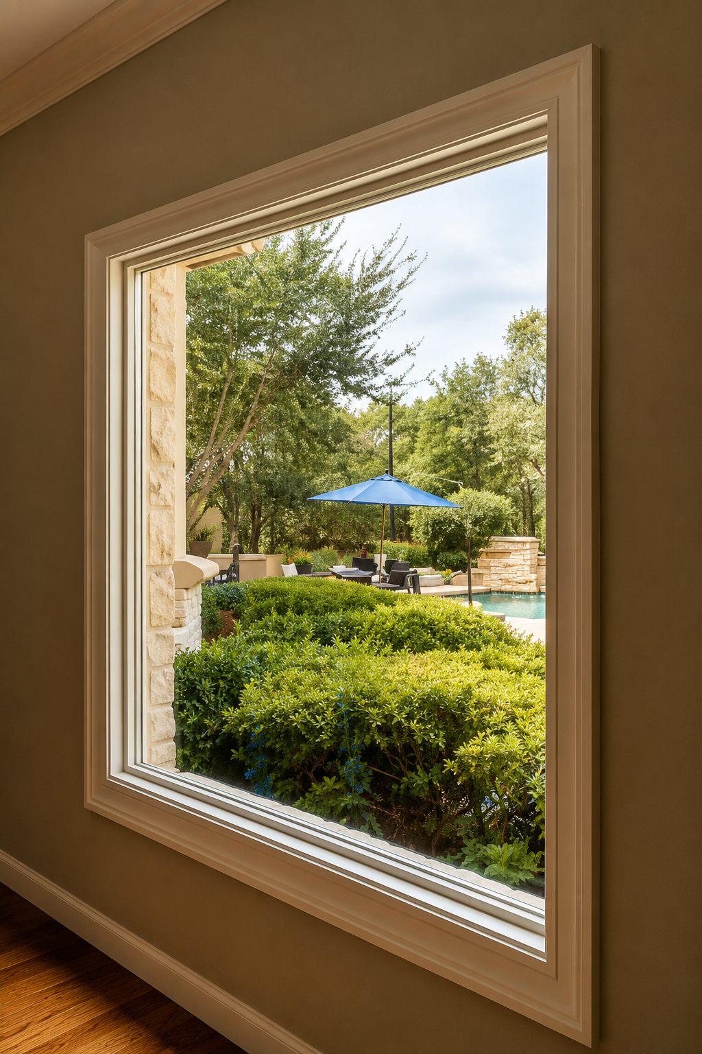 Completed custom-trimmed window opening
